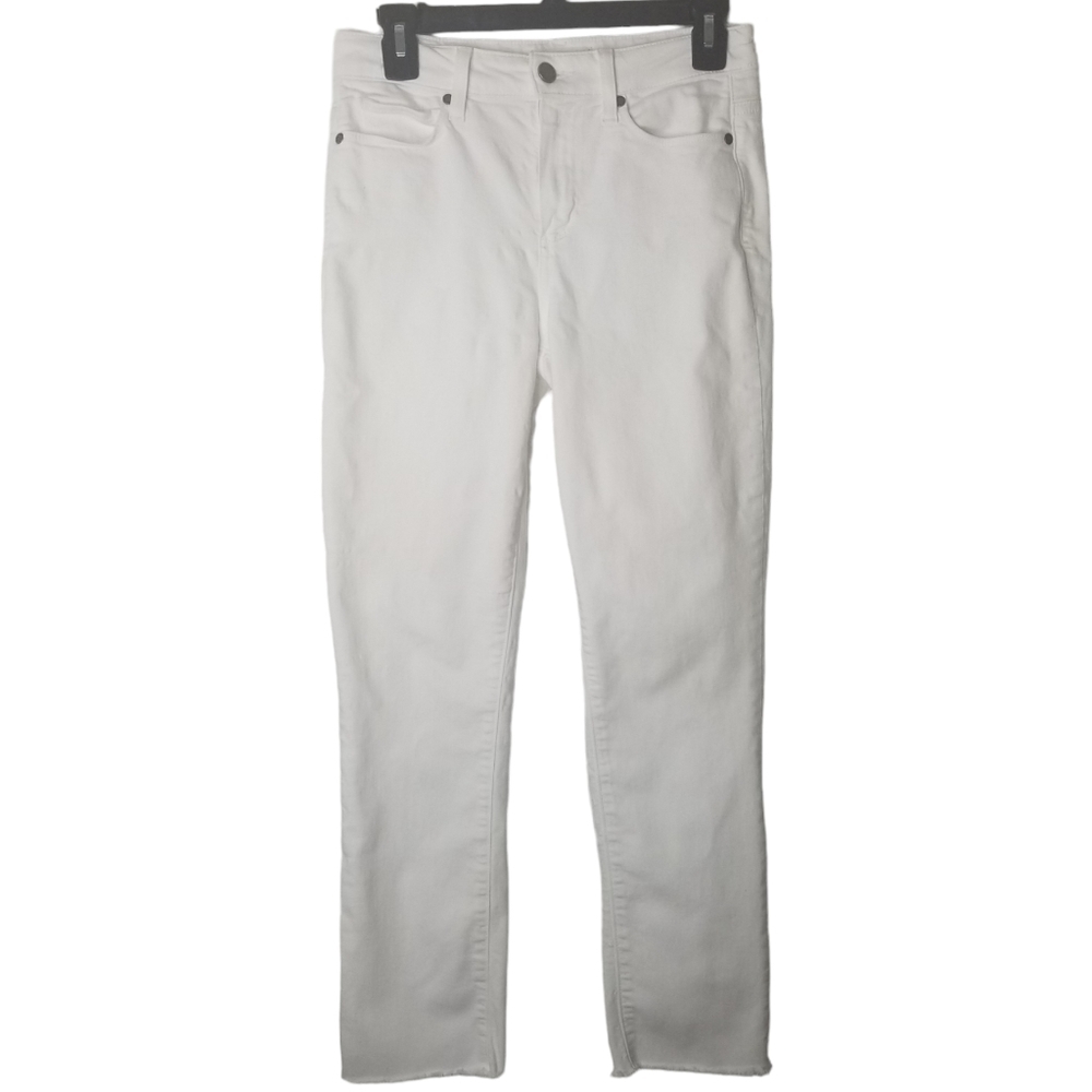 PAIGE Womens Hoxton White Slim Size 26 Raw Frayed Distressed Hem High Rise Jeans
